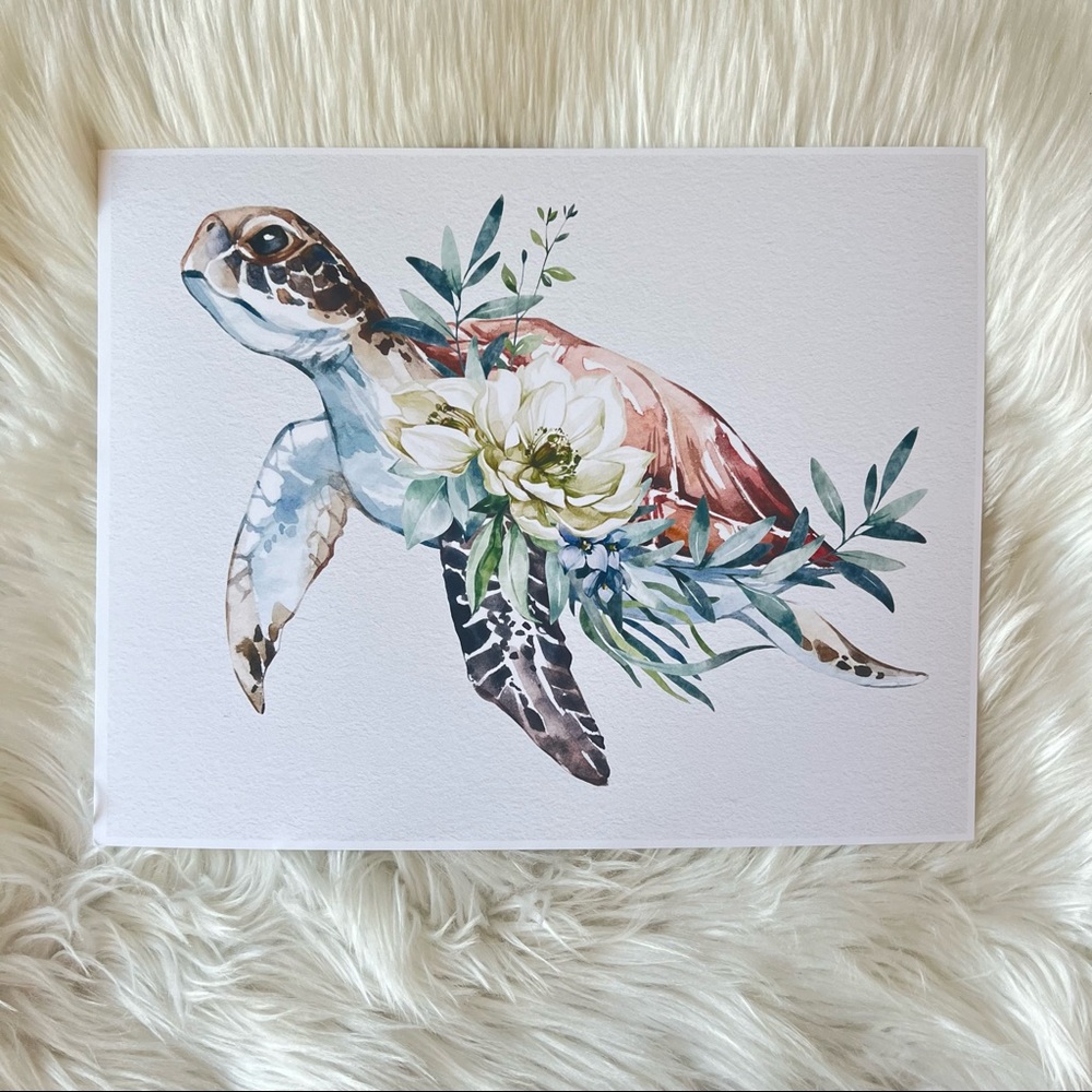 Wall Art Watercolor Sea Turtle Print Poster Unframed - Picture 9 of 15